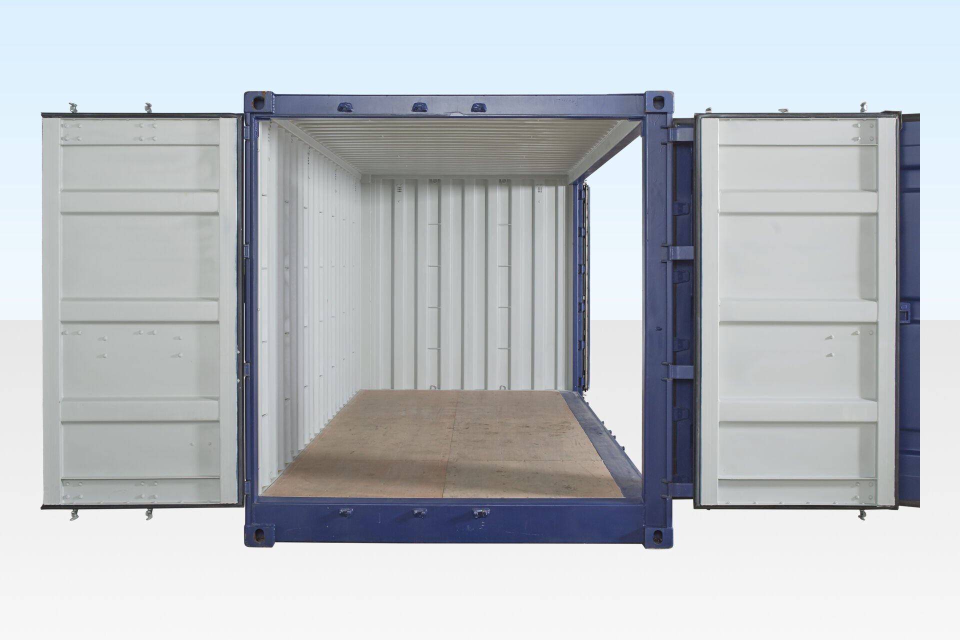 10 - Portable Space Day2 2.5.18 20ft FSA Front Open All-final Full Side Access Container 20ft. End Doors and Side Doors Both Open.
