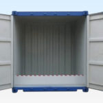Chemical Storage Container. Raised Bunded Floor. End Doors Open.