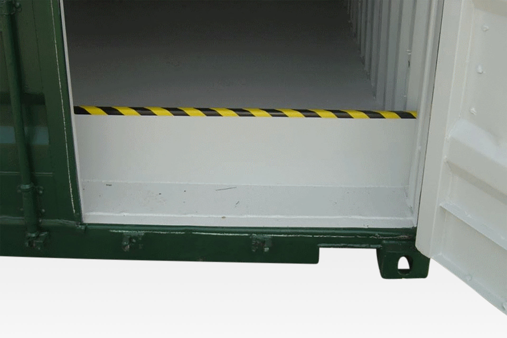 137 - 40ft-raised-bunded-close-up Close up view. Inside 40ft Raised Bunded Storage Container