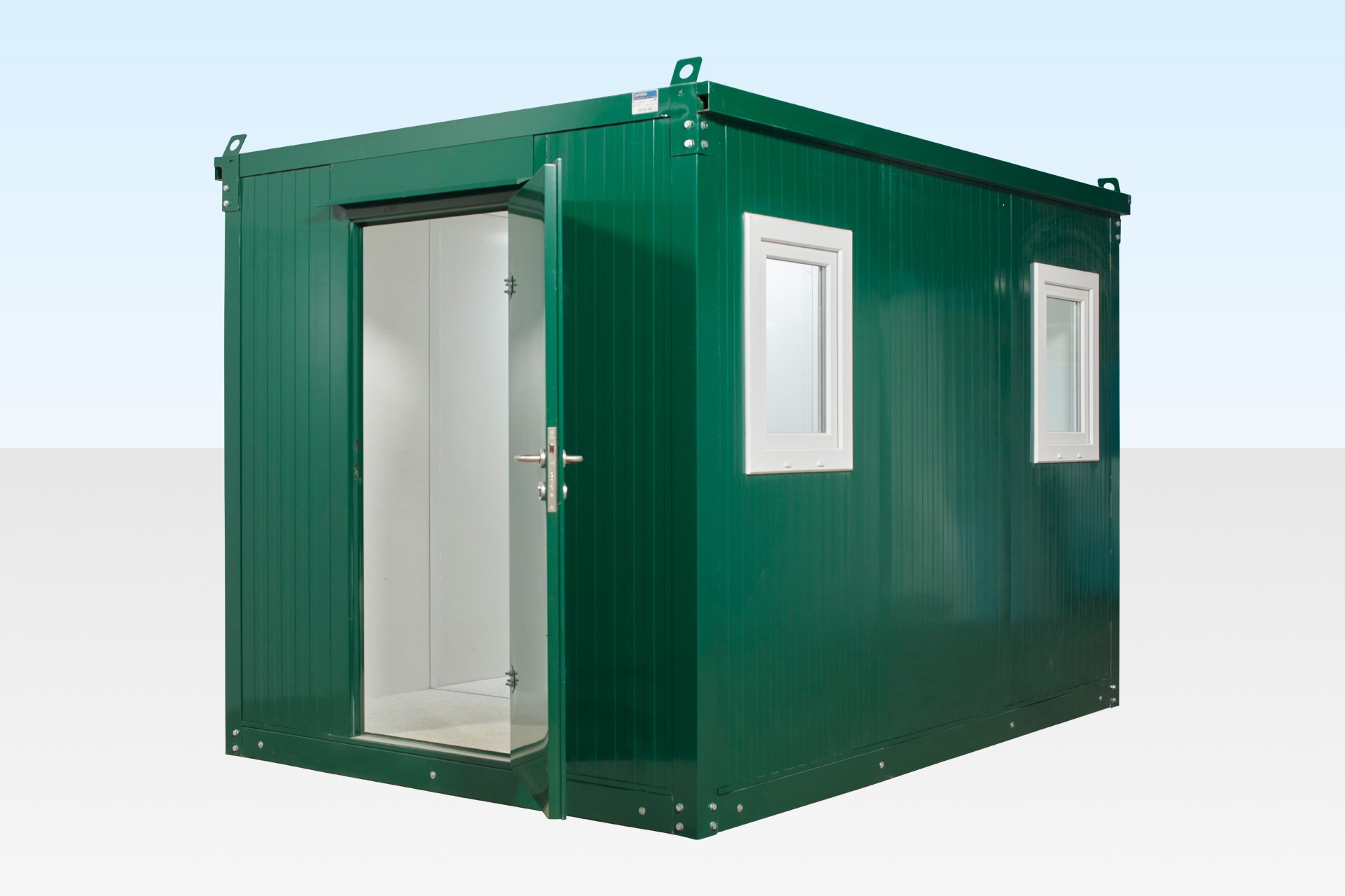 3m Flat Pack Cabin with door open