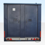 Rear view of mobile welfare cabin