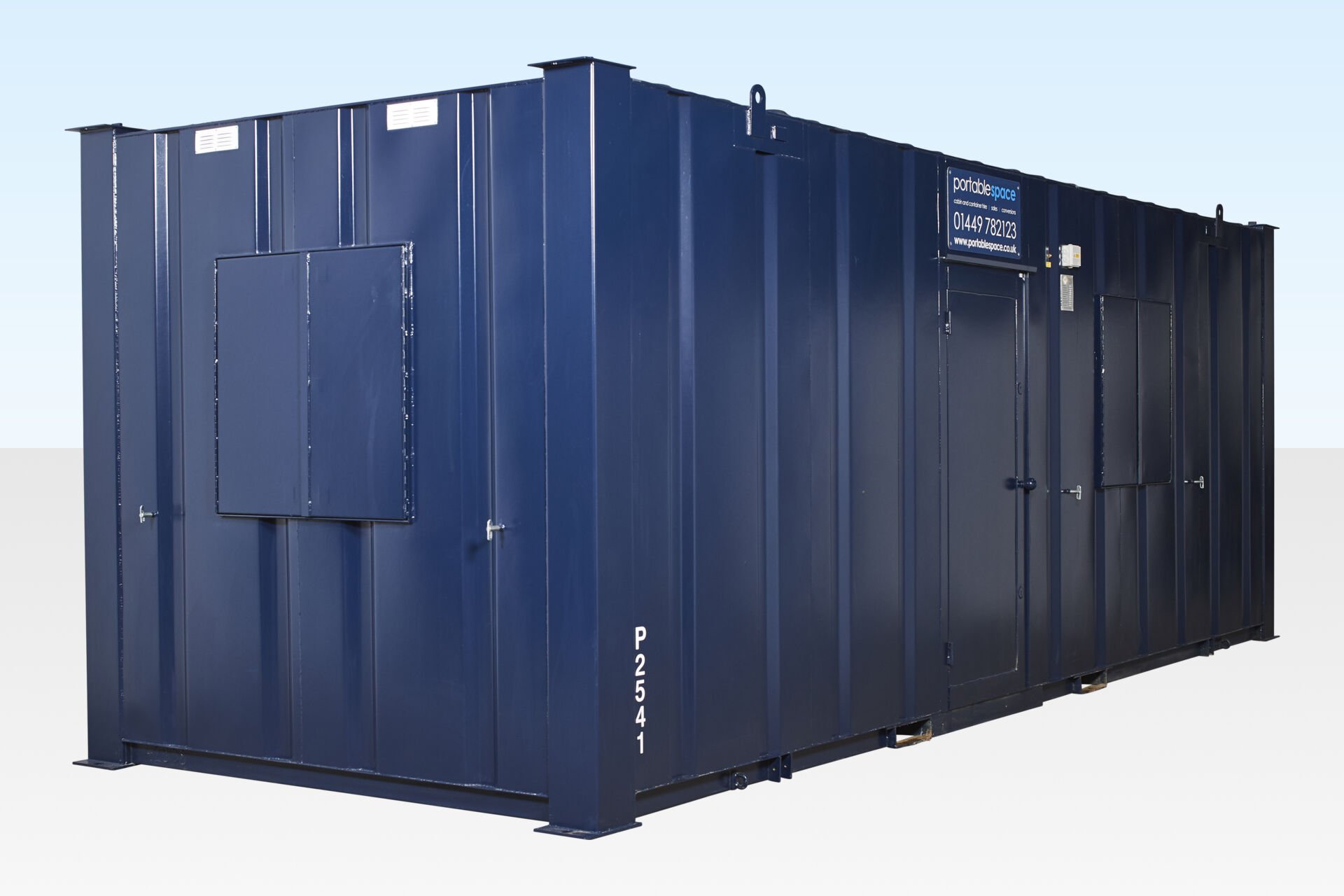 24 - 24x9_External_PSL_Shut 24ft Steel Anti-Vandal Office Cabin - Doors Closed