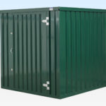 Side view of 2m flat packed storage container