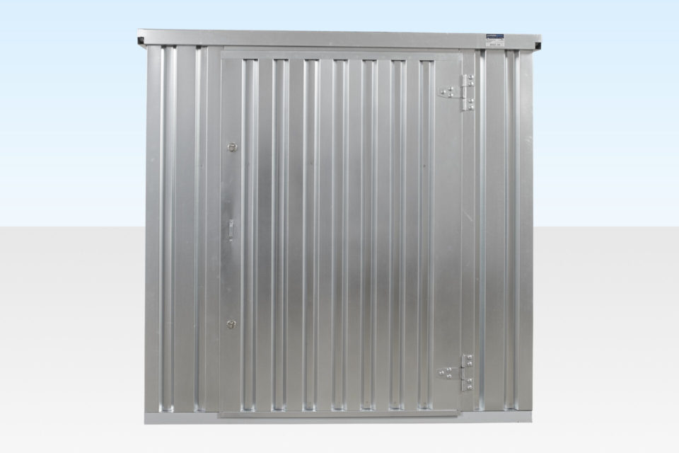 Front view of Flat Pack Storage Container. Assembled