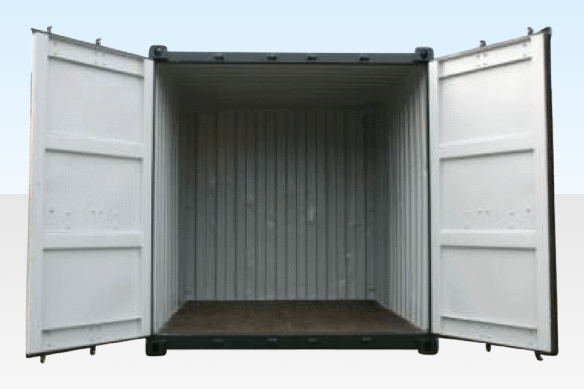 337 - 10ft Cut Down Used End Doors Open Internal View. 10ft Shipping Container