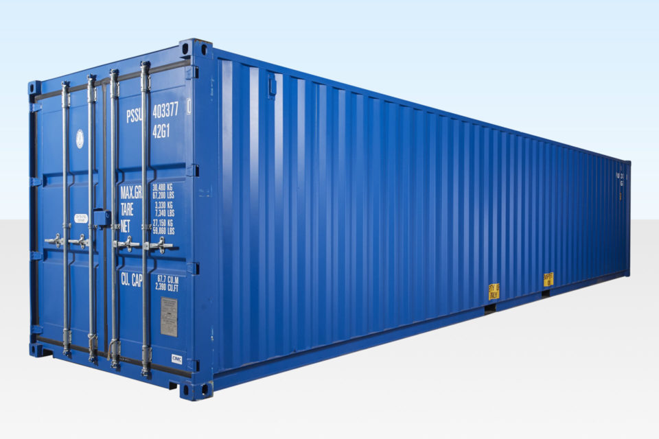 40ft Shipping Container - New - Blue - Exterior View