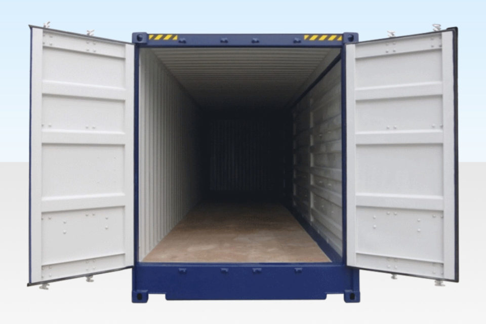 40ft High Cube Full Side Access Shipping Container. End Doors Open