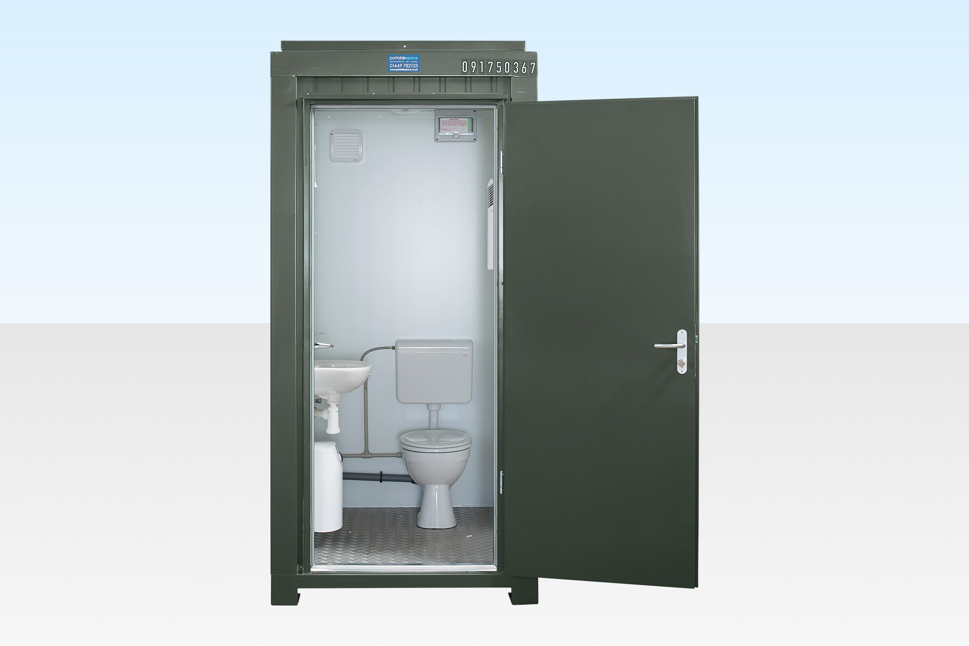 Site Toilet for Sale Single Mains Bottle Green (RAL6007) Portable Space