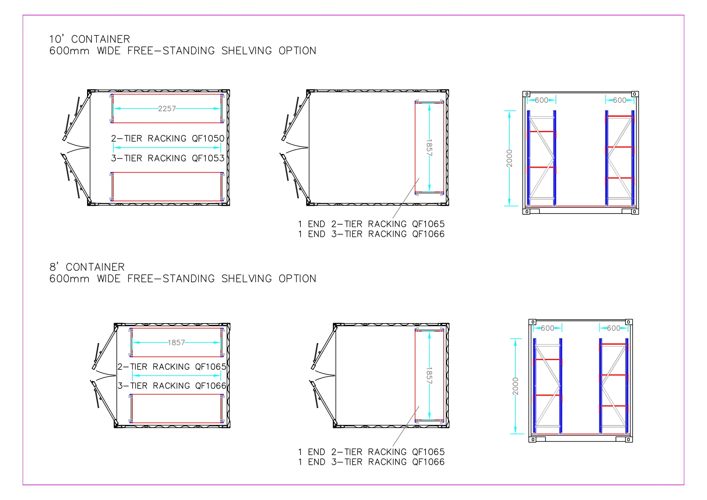 Container Racking 3Tier Single Bay Portable Space
