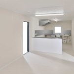 Interior view of 32ft Ecolink kitchen cabin used on construction sites