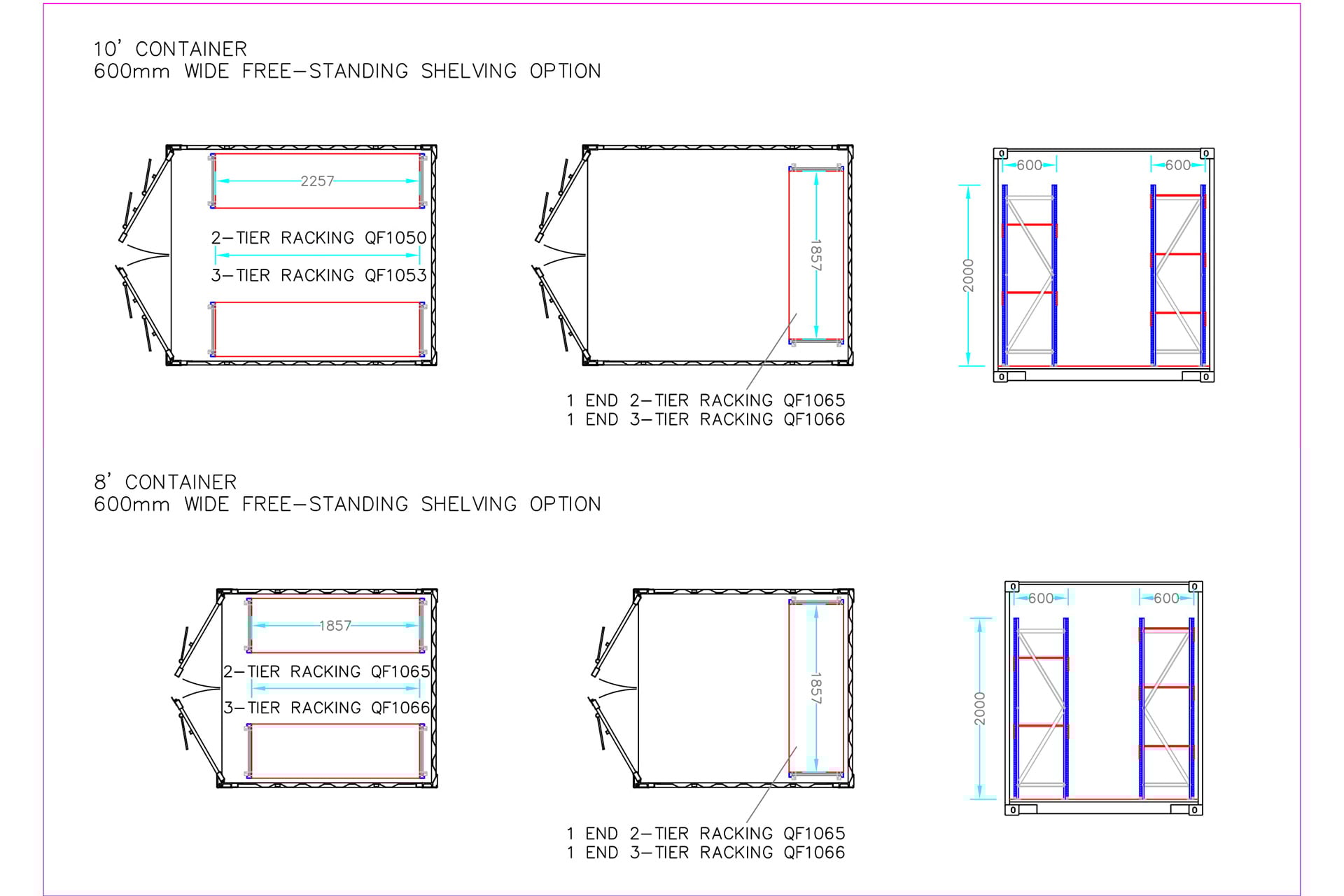 Shipping Container Racking - 2 Tier Single Bay - Portable Space