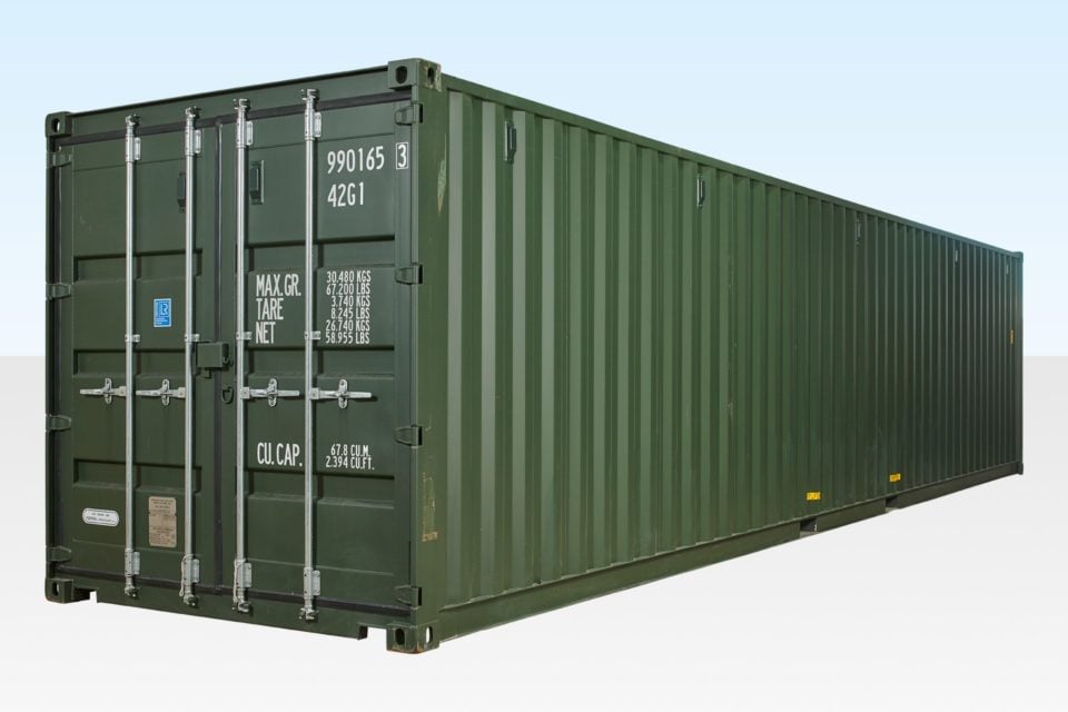 40ft Shipping Container for Sale Dark Green RAL 6007 Portable Space