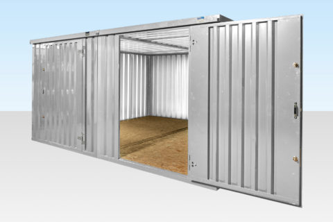 Galvanised Flat Pack Containers Linked Side by Side