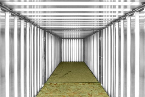 Interior tunnel view of end on end linked flatpack stores