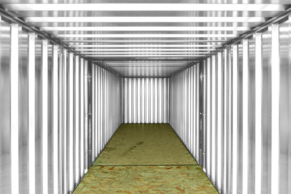 Interior tunnel view of end on end linked flatpack stores