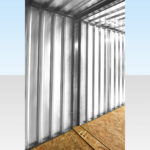 Flatpack container stores linked together