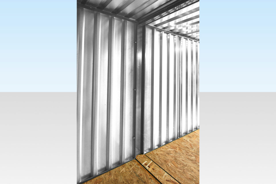 Flatpack container stores linked together