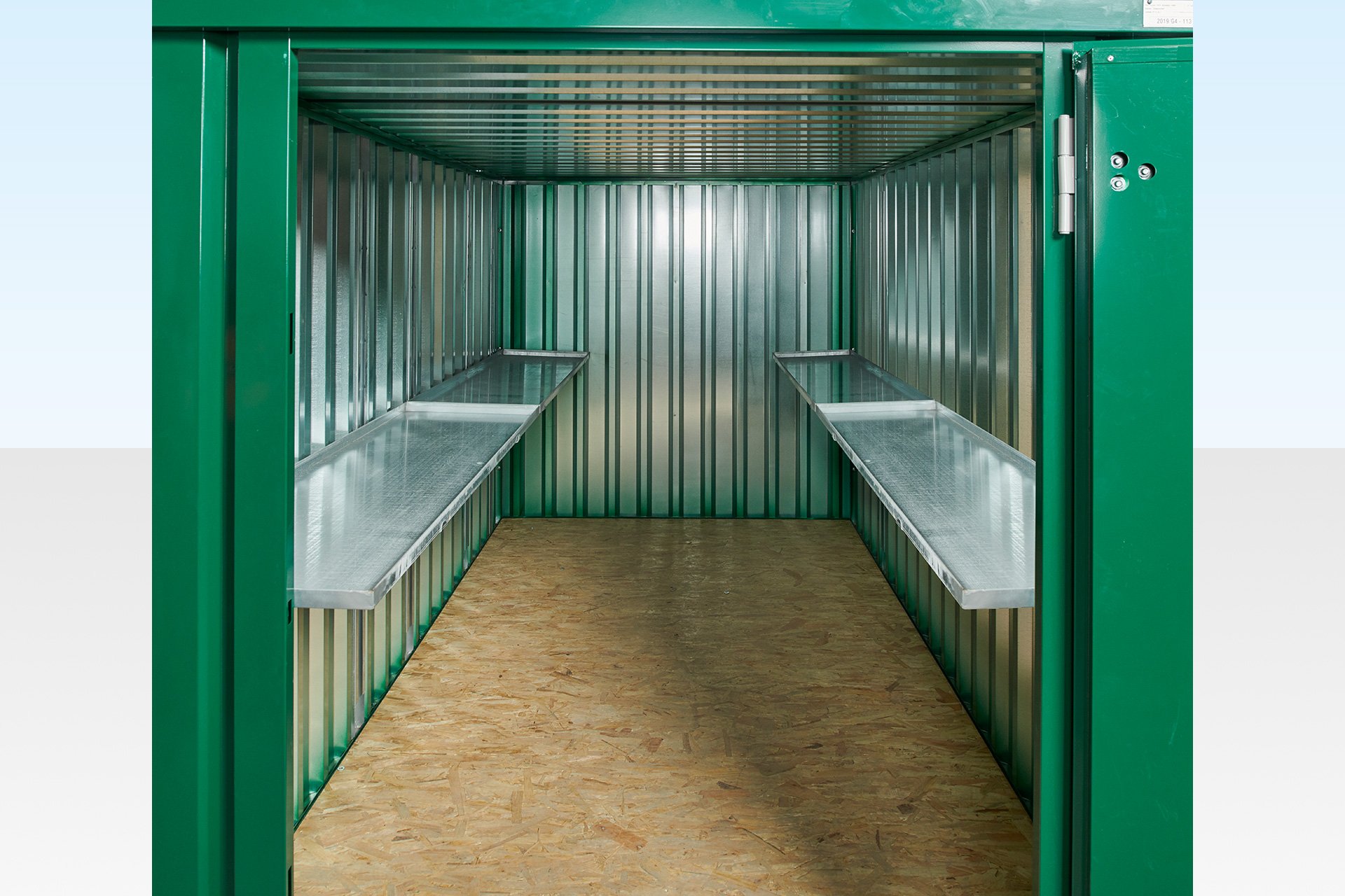 1267-4m-flat-pack-racking-both-sides-(single-tier)-with-bg Shelving for 4m Flat Pack Store - Both Sides