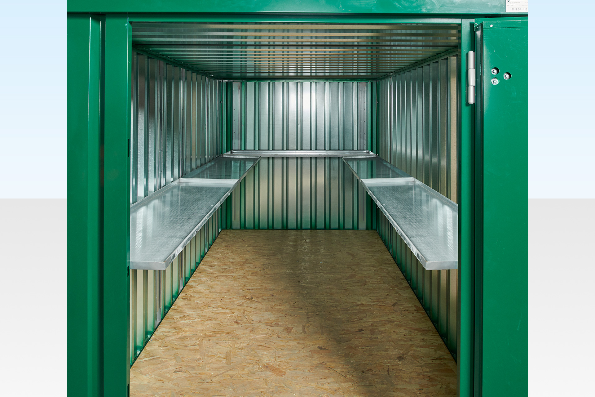 4m Flat Pack Store Shelving Both Sides & Rear / Single Tier