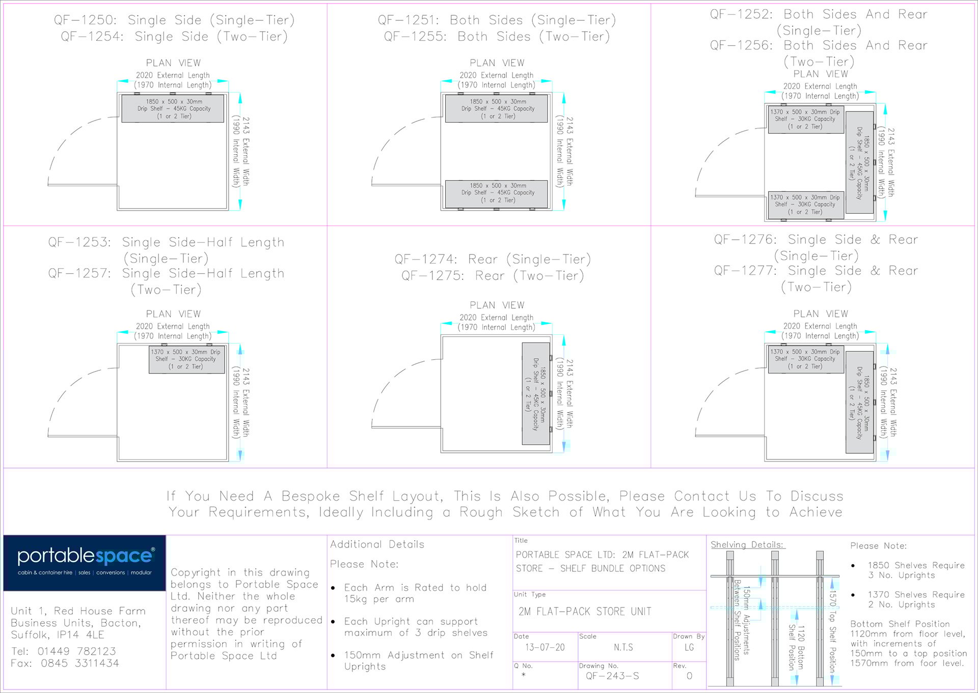 2m Flat Pack Shelving Layouts