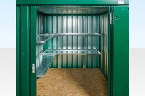 2-tier shelving side & rear for 2m flat pack container