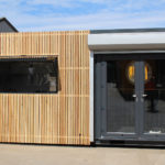 Serving hatch open on converted cafe container