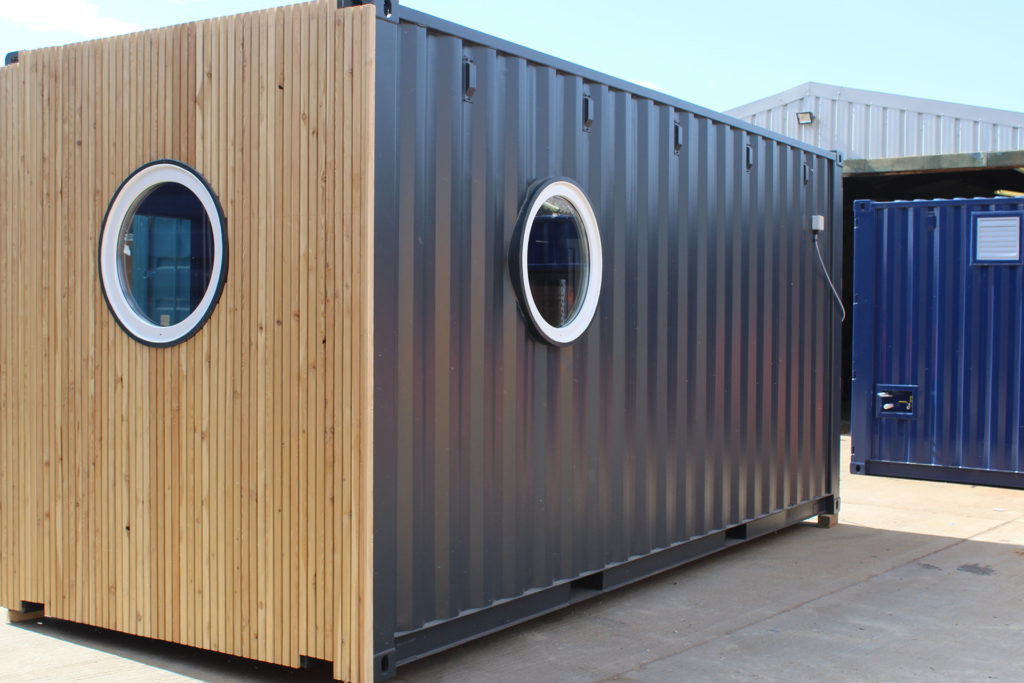 Rear view of converted cafe container