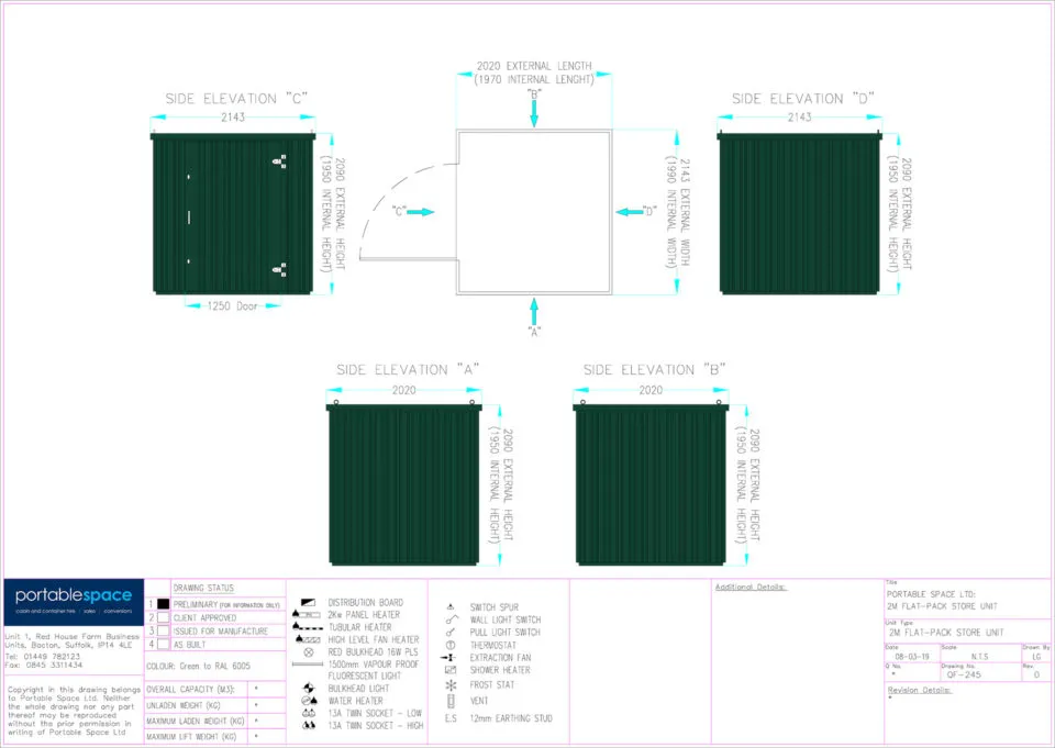 Layout Drawing 2m flat pack store