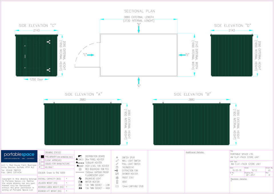 Layout Drawing 4m Flat Packed Container