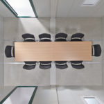 Boardroom table in a linked 3m flat pack office cabin