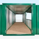 End view flat pack kiosk/store - hatch and doors open