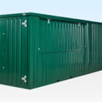 End linked flat pack kiosk and store bundle - doors & hatch closed