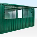 Hatch open on flat pack kiosk/store bundle