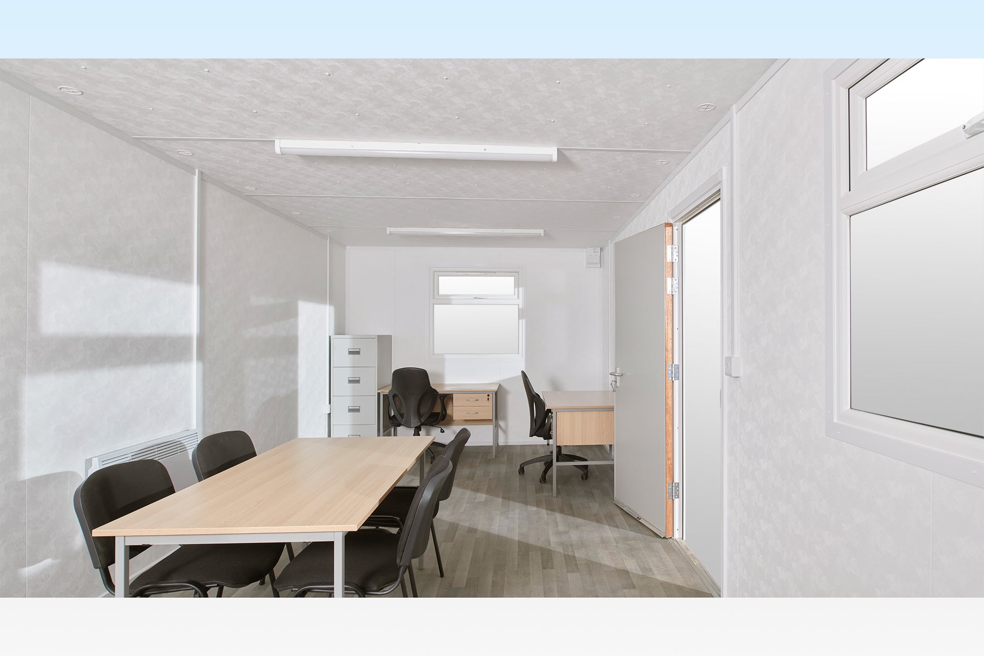 Furniture in a 24ft jackleg office