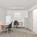 Office furniture in a portable site cabin