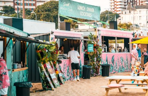 Kiosks on the beach in Bournemouth