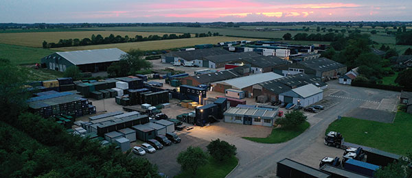 Drone view of Portable Space yard in Bacton, Stowmarket, England