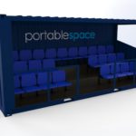 Shipping container converted into football stand