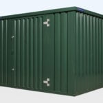 side view of flatpack store. door closed, secure storage