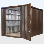 Wood effect flatpack store with shelving