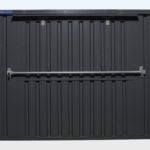 Front view of a locking bar on a flatpack kiosk hatch