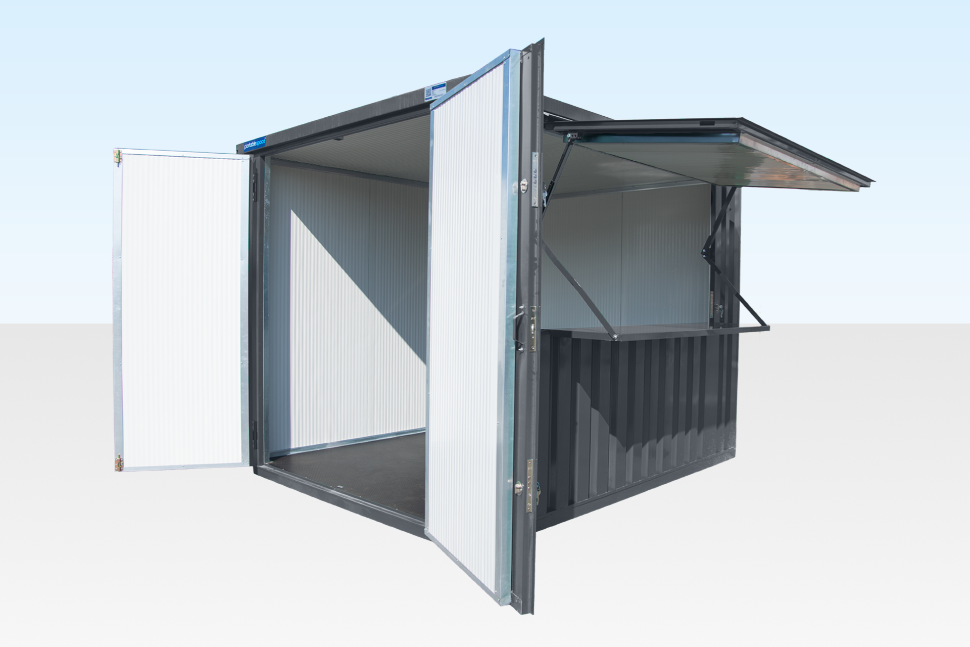 Insulated 3m XL Flat Pack Kiosk (RAL7015) - Grey - Image 3
