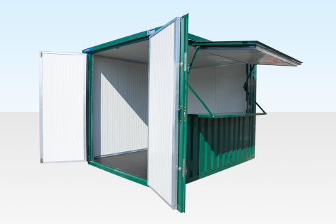 Insulated 4m XL Flat Pack Kiosk (RAL6005) - Green