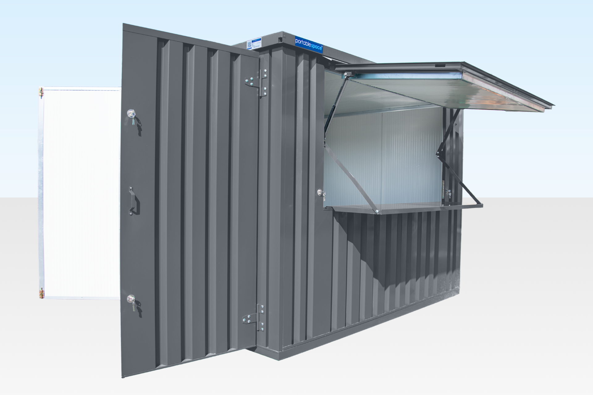 Insulated 3m XL Flat Pack Kiosk (RAL7015) - Grey - Image 2