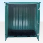 Flat Pack Container 2m in RAL6005 front with double doors open
