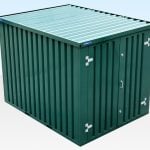 Flat Pack Container 3m in RAL6005 green for self storage