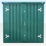 Flat Pack Container 3m in green front on with double doors closed