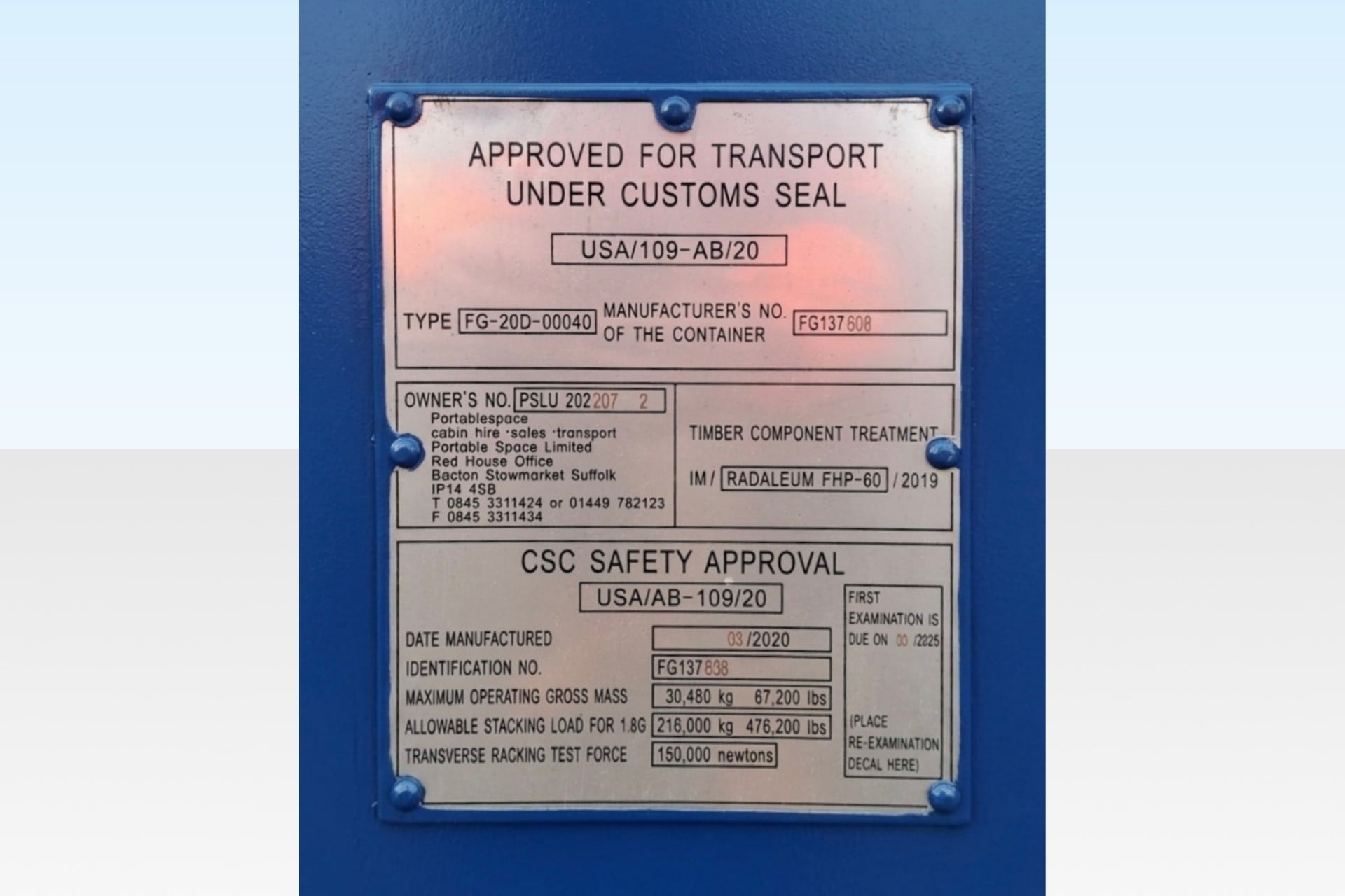 Csc Container Valid CSC Plate Recertification - Portable Space