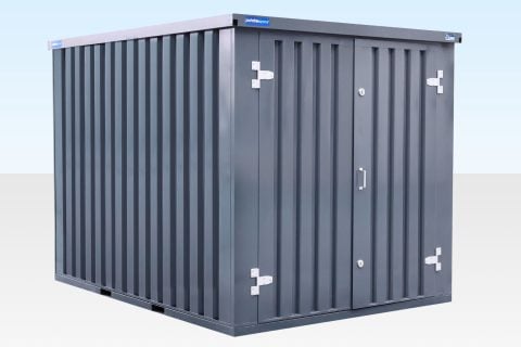3m Flat Pack Storage Container - Powder Coated Grey