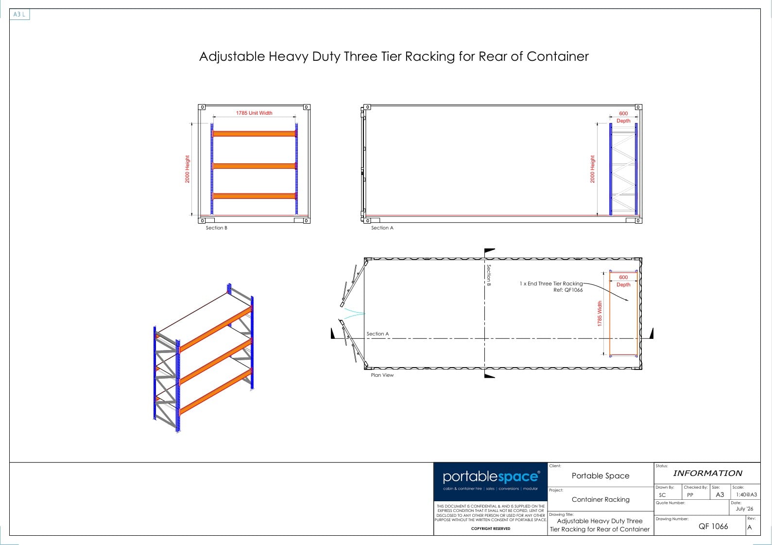 Adjustable Heavy Duty Three Tier Racking for Rear of Container - Image 3